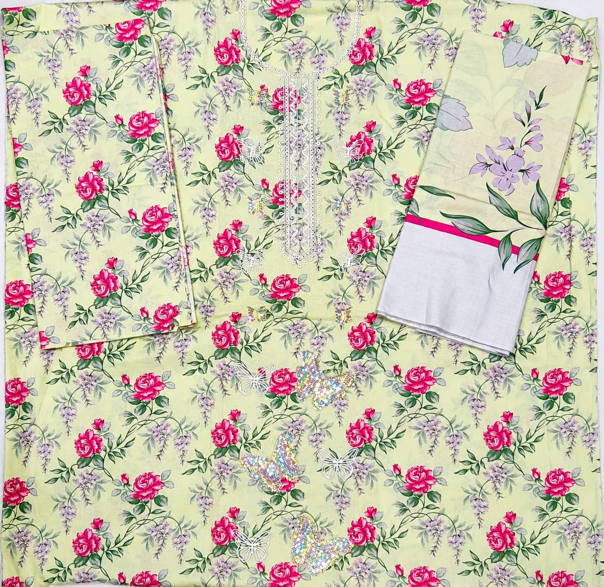 Noor e Azal – Premium Egyptian Cotton 3-Piece Embroidered Suit | Design 6218 G