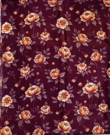 Maroon Floral Printed Lawn 2-Piece Salwar Kameez Suit – Premium Unstitched Fabric