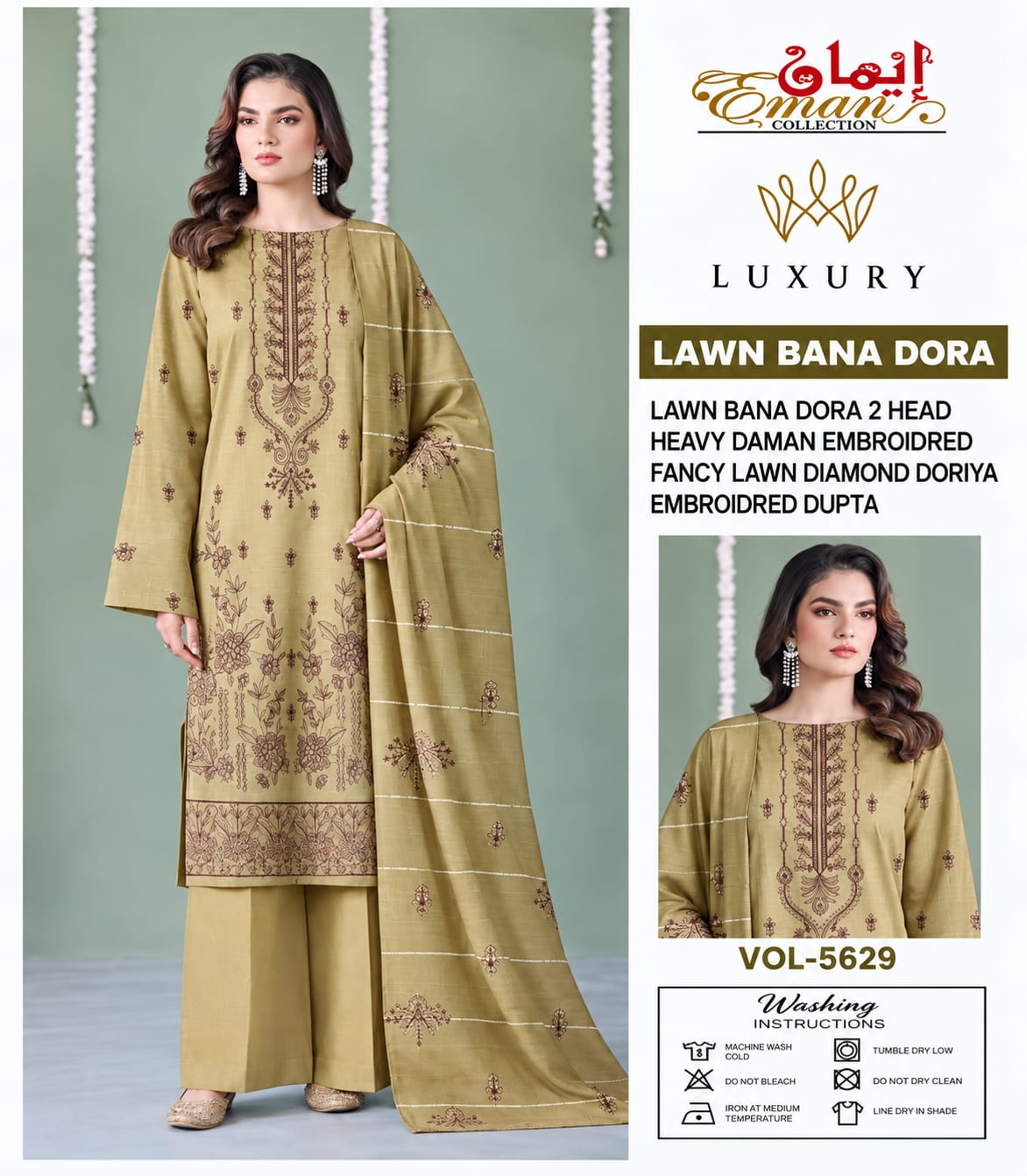 Emaan Luxury – Premium Embroidered 3-Piece Lawn Suit