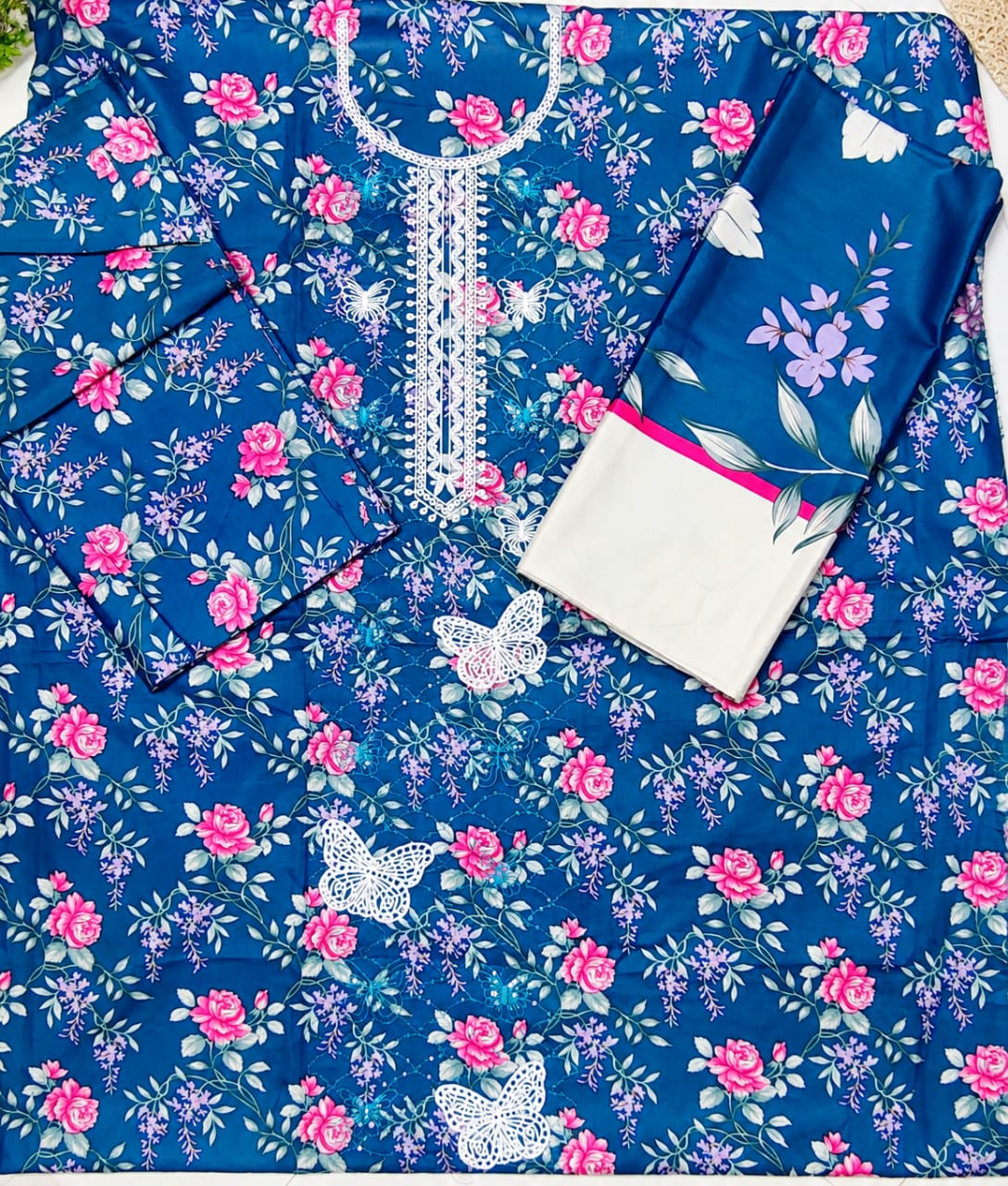 Noor-e-azal Embroidered Egyptian Cotton 3-Piece Suit